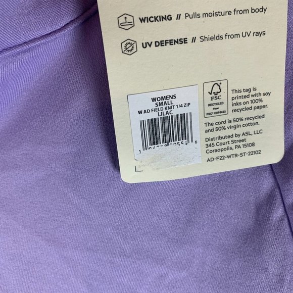 Alpine Design‎ Shirt Womens Small Lilac Polyester Mock Field Knit 1/4 Zip 7104 - Picture 8 of 8